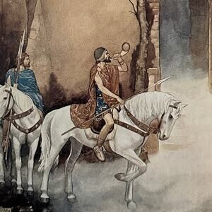 Alan Lee, Warrior Blowing a Horn, Fantasy, Illustration, Print ~ 250801-WH 595 G